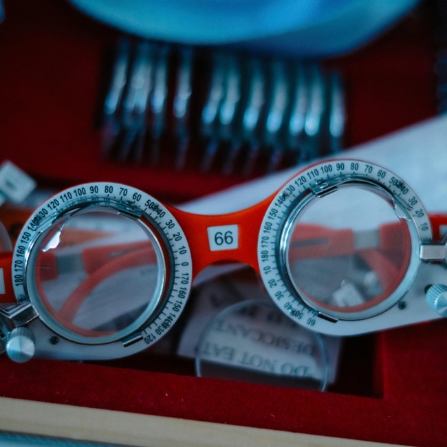 Optometrist s trial lens frame on display